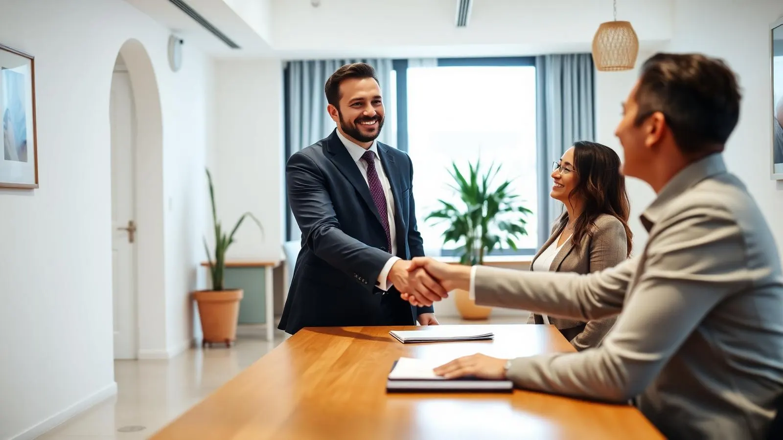 Conseiller en assurance recevant des clients à l'agence de Tanger