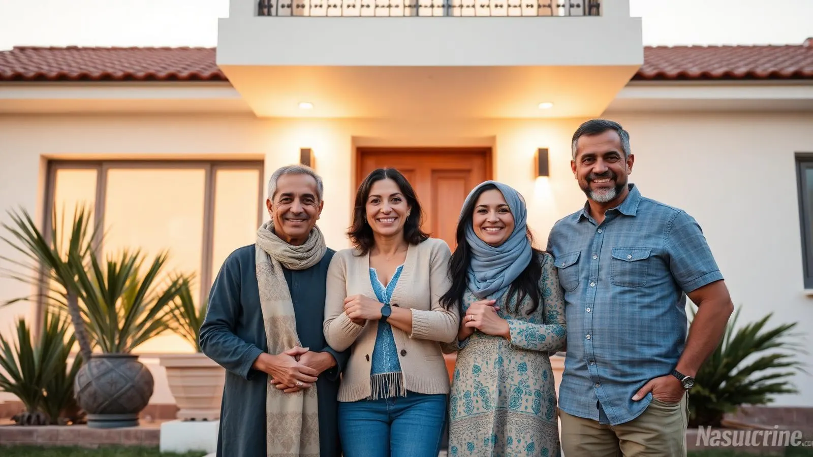 Famille devant sa maison assurée à Tanger